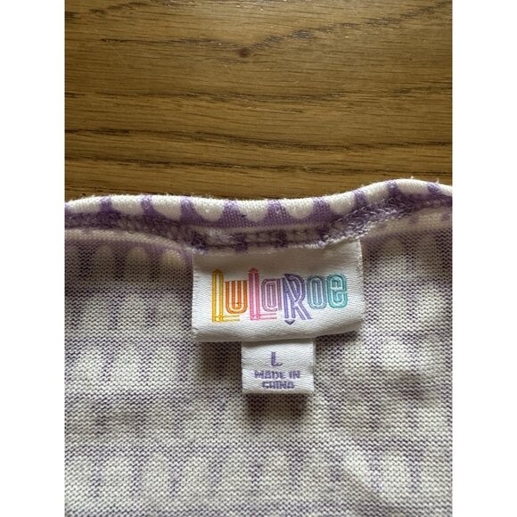 LulaRoe Women Size Large Open Front Cardigan Pockets Purple White Teacher Spring - Picture 3 of 12